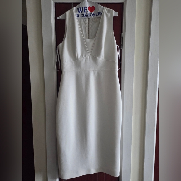 Ted Baker Astriid Seam Detail Elegant Ivory  Sleeveless Pencil Dress, Sz 3 - Picture 5 of 8